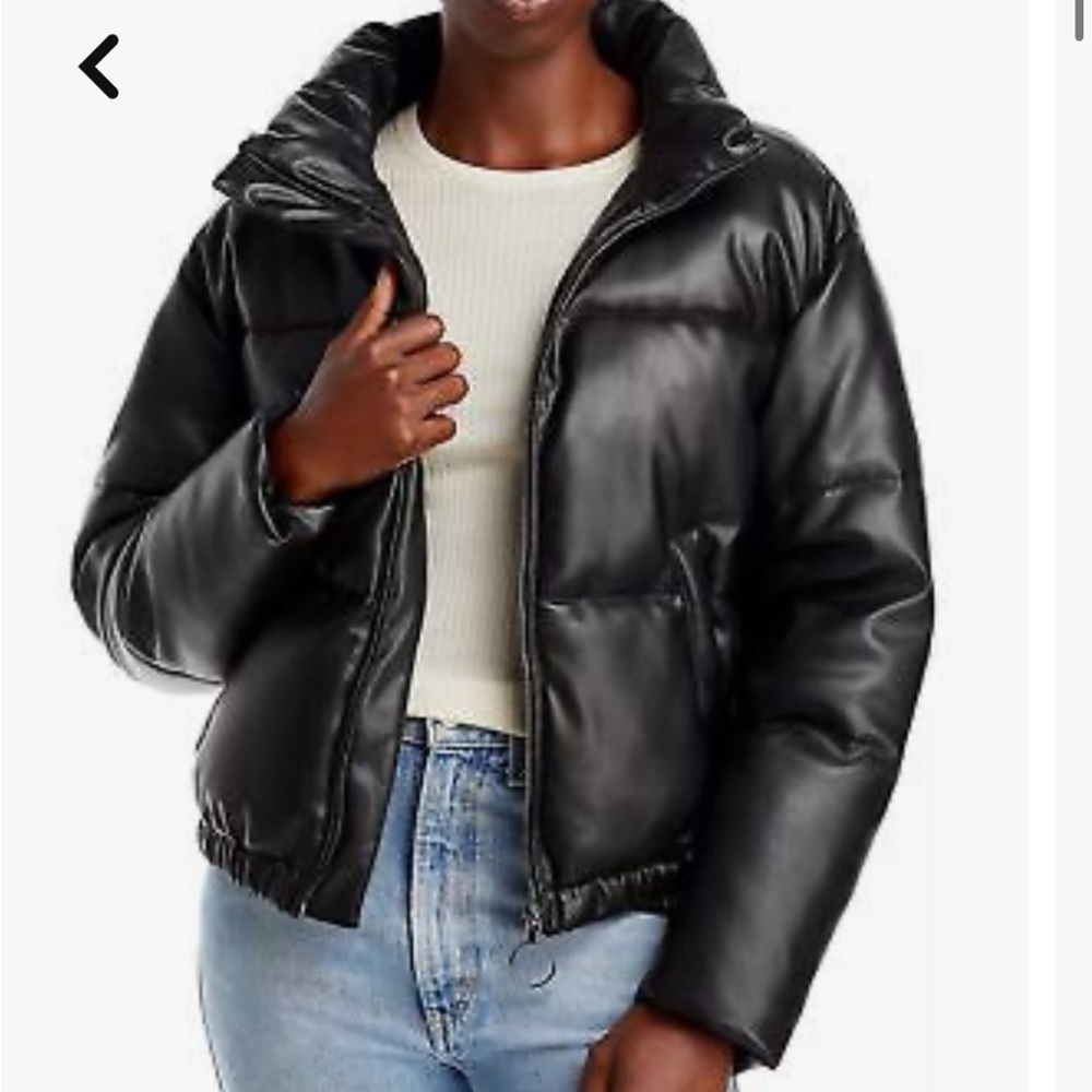 Faux leather bomber jacket